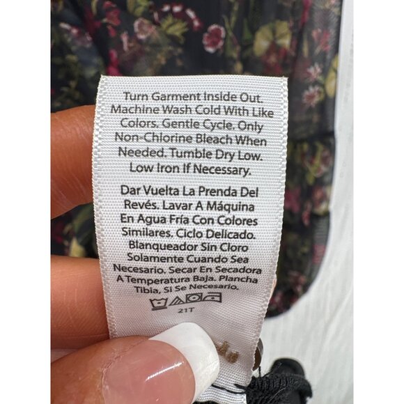 Terra & Sky Womens Top Sz 0X 14W Plus Black Floral WhimsiGoth FairyGoth Mesh Net - Picture 5 of 10